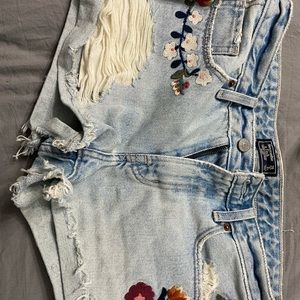 Low rise denim shorts